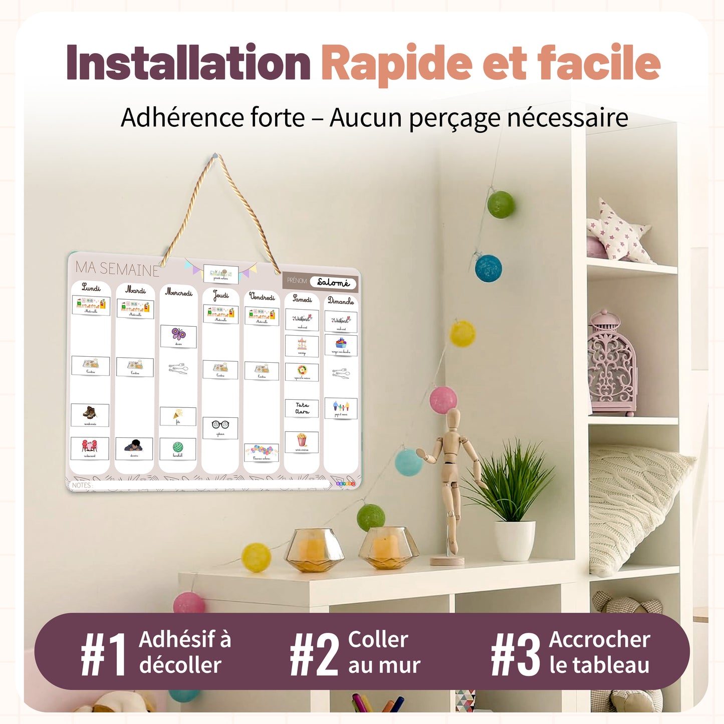 Semainier Enfant Magnétique BETOTZ® – 160 Aimants – Planning Semaine Montessori – Routine & Autonomie Dès 3 Ans